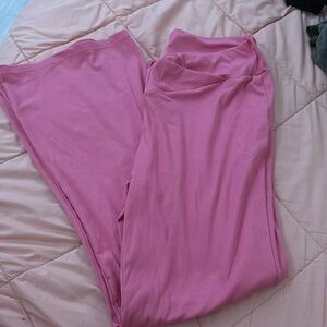 Pink flared leggings